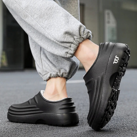 New Fashion Cotton Slippers Men Winter Warm Home Cotton Shoes Waterproof Garden Shoes Indoor Slip on Concise Shoes   4.8   24 Reviews   ౹   250 sold